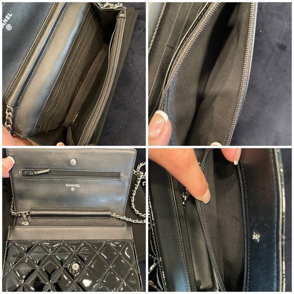 💯 CHANEL
Patent Quilted Wallet On Chain WOC Black - Picture 4 of 11